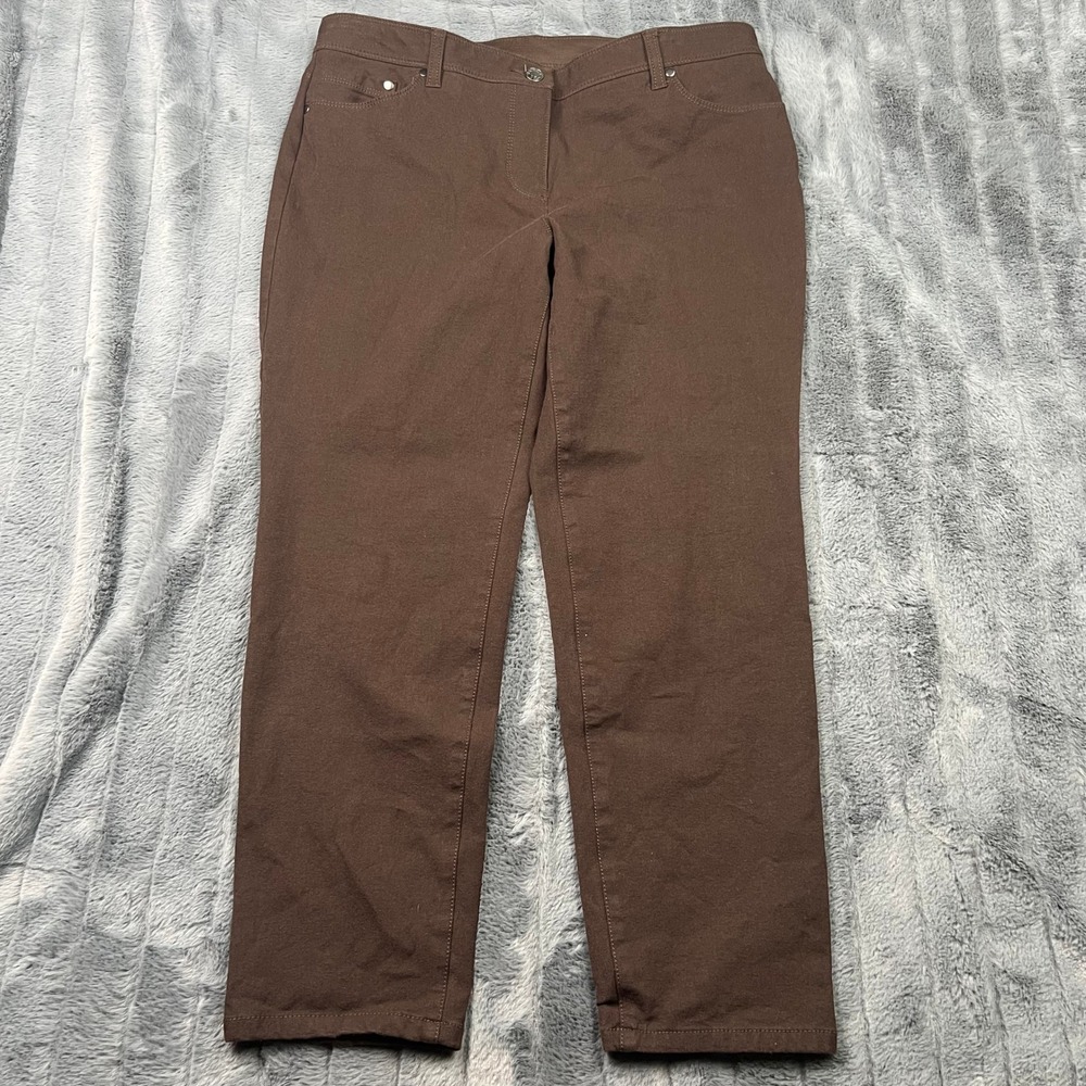 Chicos So Slimming Chocolate Brown Straight Leg Pants Size 2 Short 12883